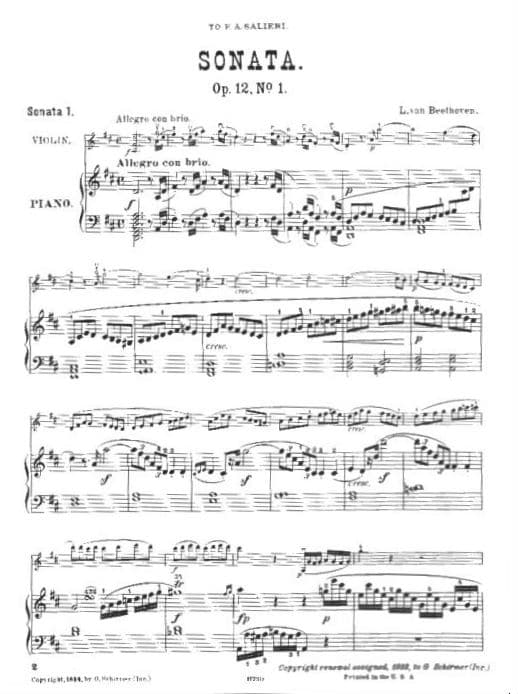 Beethoven, Ludwig - 10 Sonatas Complete for Violin and Piano - arranged by Adolf Brodsky - Schirmer Edition - Image 2