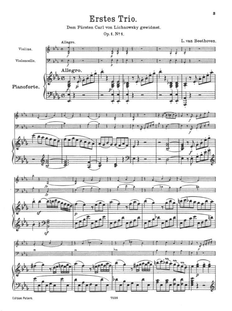 Beethoven, Ludwig - 11 Celebrated Piano Trios Volume 1 for Violin, Cello and Piano - Arranged by Herrmann-Grummer - Peters Edition - Image 2