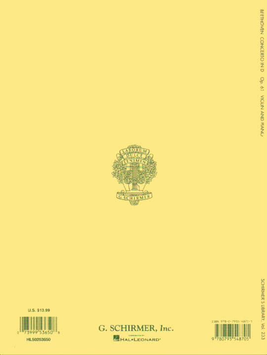 Beethoven, Ludwig - Concerto in D Major Op 61 - Violin and Piano Accompaniment - edited by Schradieck - Schirmer Edition - Image 3