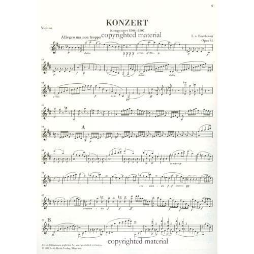 Beethoven, Ludwig - Concerto in D Major Op 61 for Violin with Piano Reduction - edited by Wolfgang Schneiderhan - Henle Verlag URTEXT Edition - Image 2