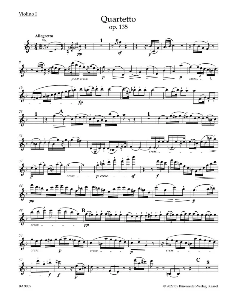 Beethoven, Ludwig van - String Quartet in F major op. 135 - Barenreiter URTEXT - Image 2