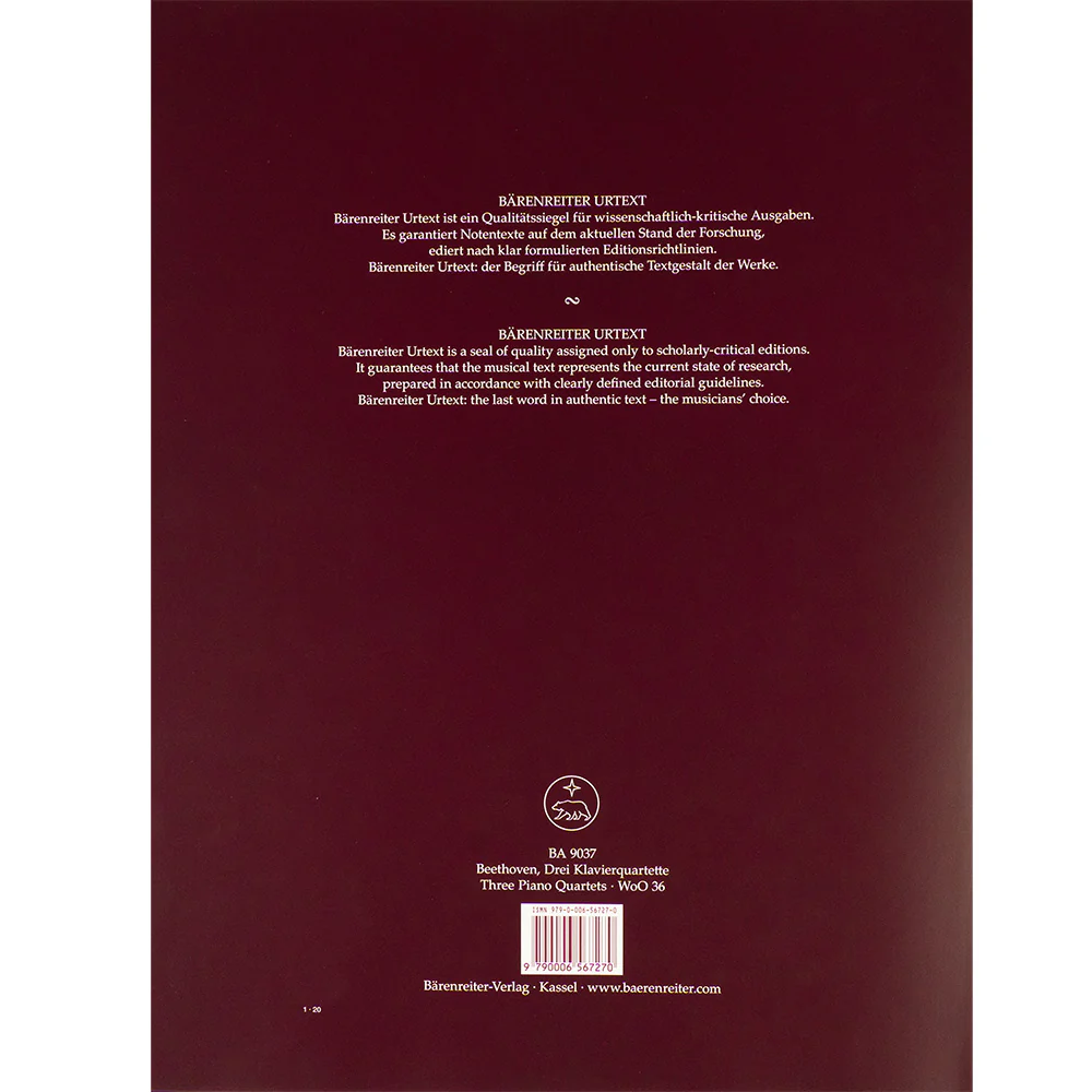 Beethoven, Ludwig van - Three Quartets for Pianoforte, Violin, Viola and Violoncello WoO 36 - Image 5