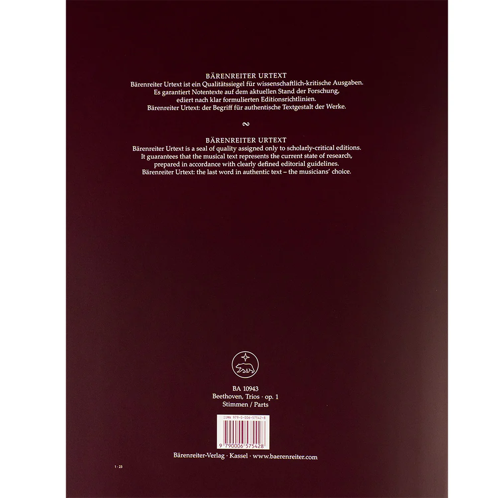 Beethoven, Ludwig van - Trios for Pianoforte, Violin and Violoncello op. 1 - Image 5