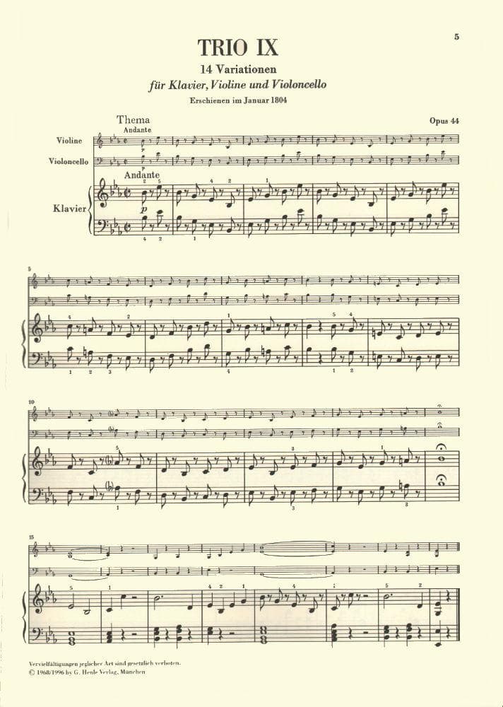 Beethoven, Ludwig - Piano Trios Volume 3 for Violin, Cello and Piano - Henle Verlag URTEXT Edition - Image 3