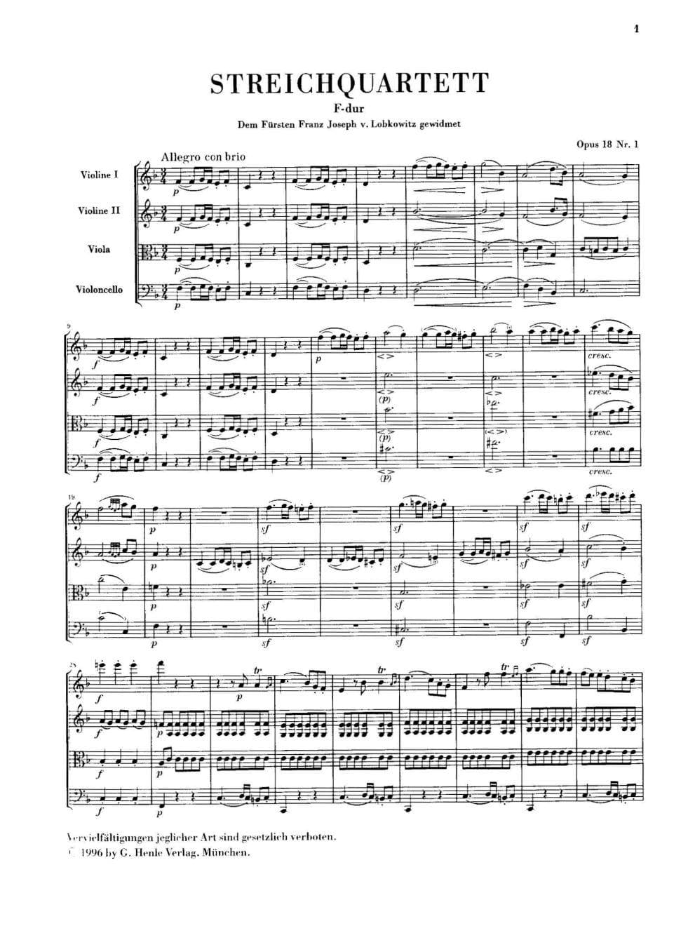 Beethoven - String Quartets, Op. 14 and Op. 18 - G. Henle Verlag - Study Score Only - Image 3