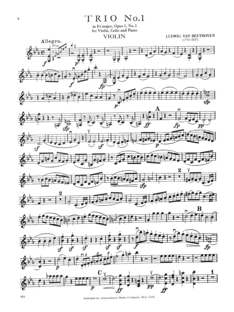 Beethoven, Ludwig - 6 Celebrated Trios Op 1, 11, 70, 97, 121a for Violin, Cello and Piano - Arranged by David - International Edition - Image 2