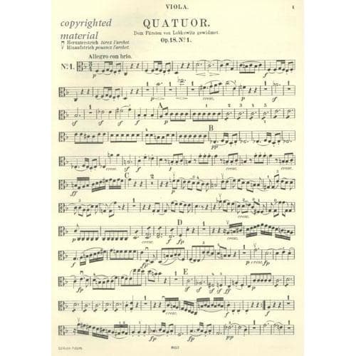 Beethoven, Ludwig - 6 String Quartets Op 18 for Two Violins, Viola and Cello - Arranged by Moser - Peters Edition - Image 4