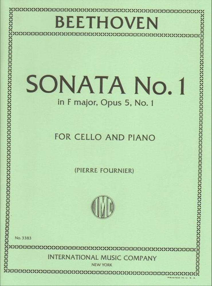 Beethoven, Ludwig - Sonata No 1 in F Major Op 5 for Cello and Piano - Arranged by Fournier - International Edition