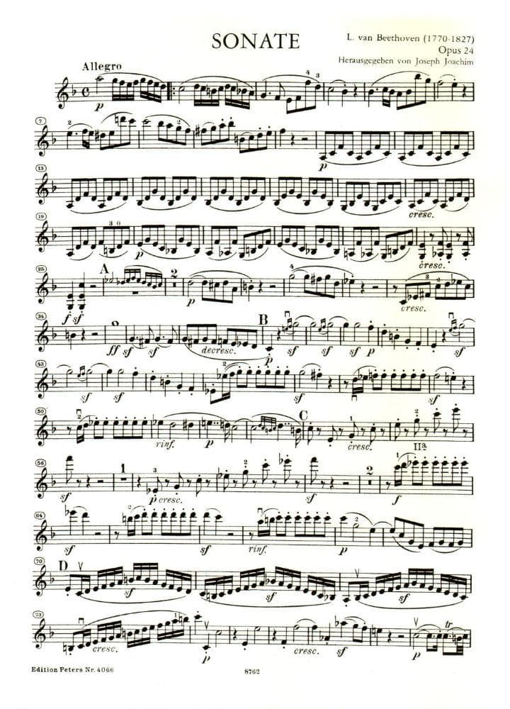 Beethoven, Ludwig - Sonata No 5 in F Major Spring Op 24 for Violin and Piano - Arranged by Joachim - Peters Edition - Image 2