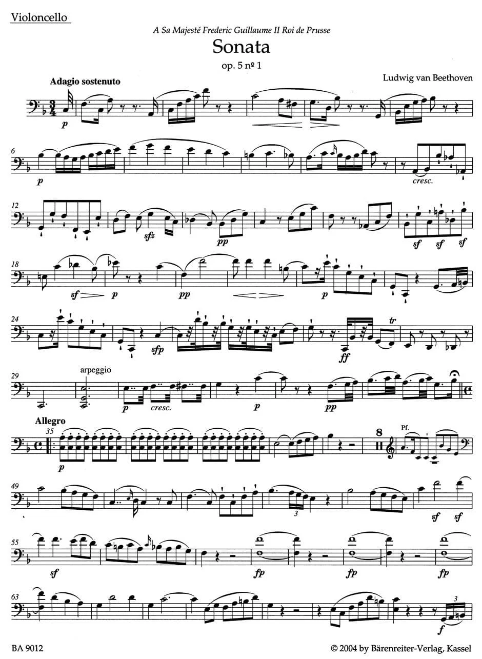 Beethoven, Ludwig - Sonatas Op 5, 69, 102 for Cello and Piano - Edited by Del Mar - Barenreiter URTEXT Edition - Image 3