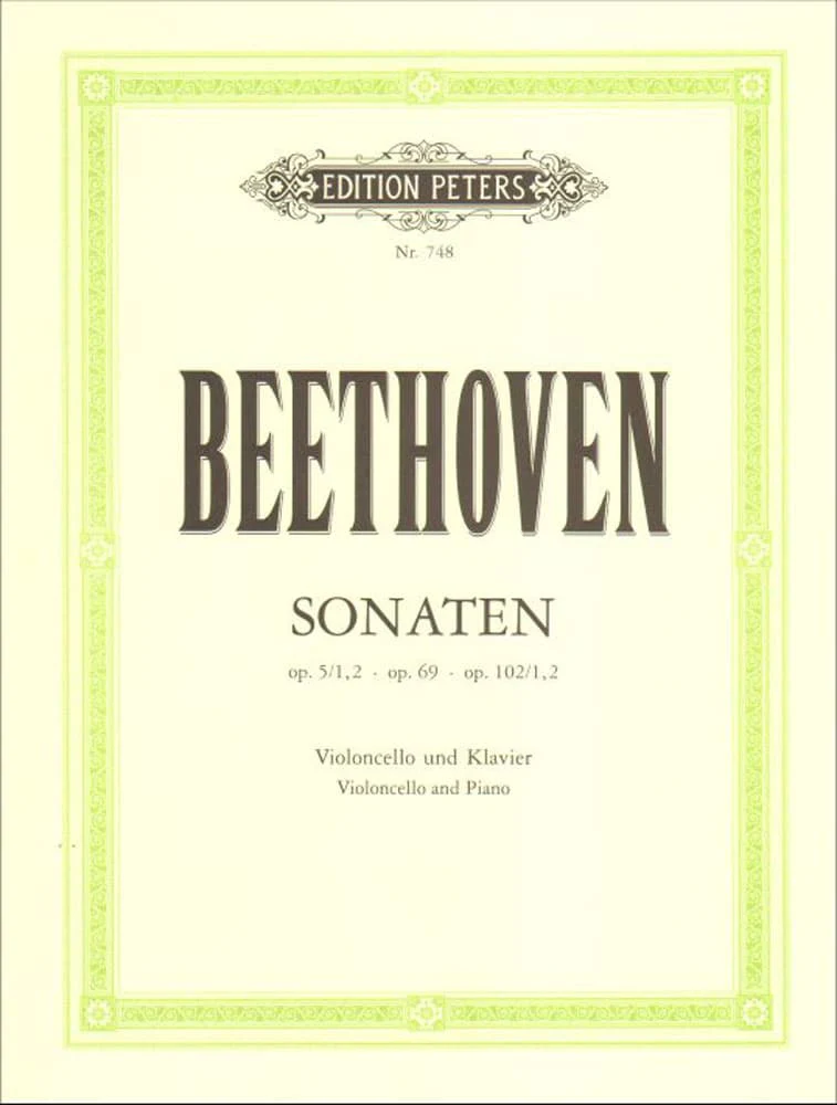Beethoven, Ludwig - Sonatas Op 5 - 69 -102 for Cello and Piano - Arranged by Schulz - Peters Edition