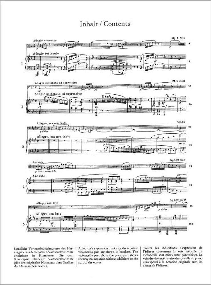 Beethoven, Ludwig - Sonatas Op 5 - 69 -102 for Cello and Piano - Arranged by Schulz - Peters Edition - Image 2