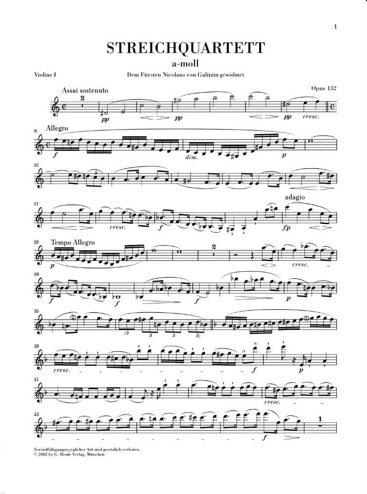 Beethoven, Ludwig - String Quartet in a minor Op 132 - Henle Verlag Edition - Image 2