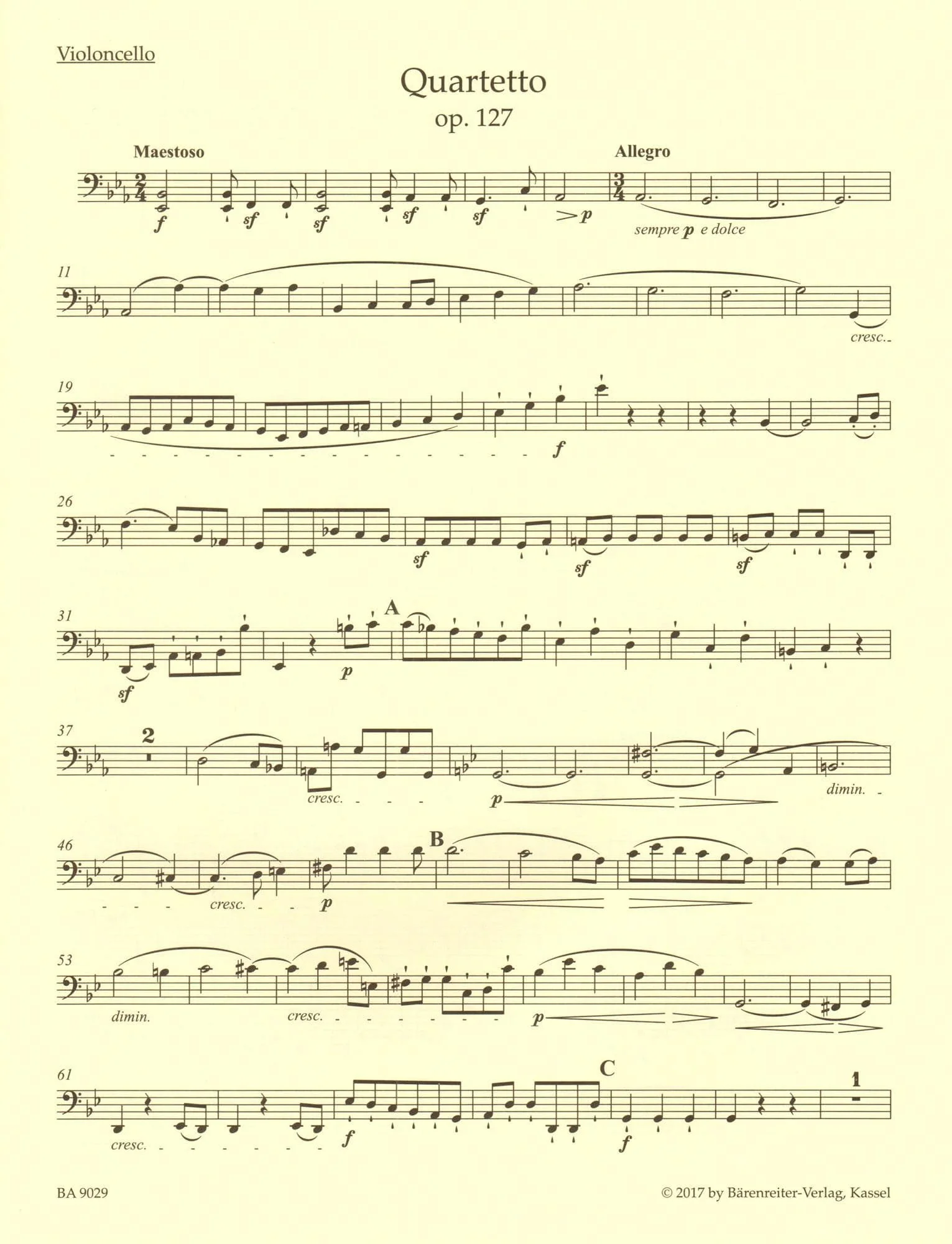 Beethoven, Ludwig van - String Quartet in E-flat major, op. 127 - Parts ONLY - edited by Jonathan Del Mar - Barenreiter URTEXT - Image 7