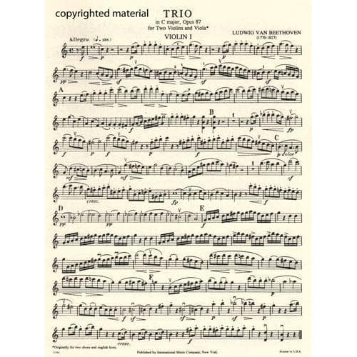 Beethoven, Ludwig - Trio in C Major Op 87 for Two Violins and Viola - Arranged by Schulz - International Edition - Image 2