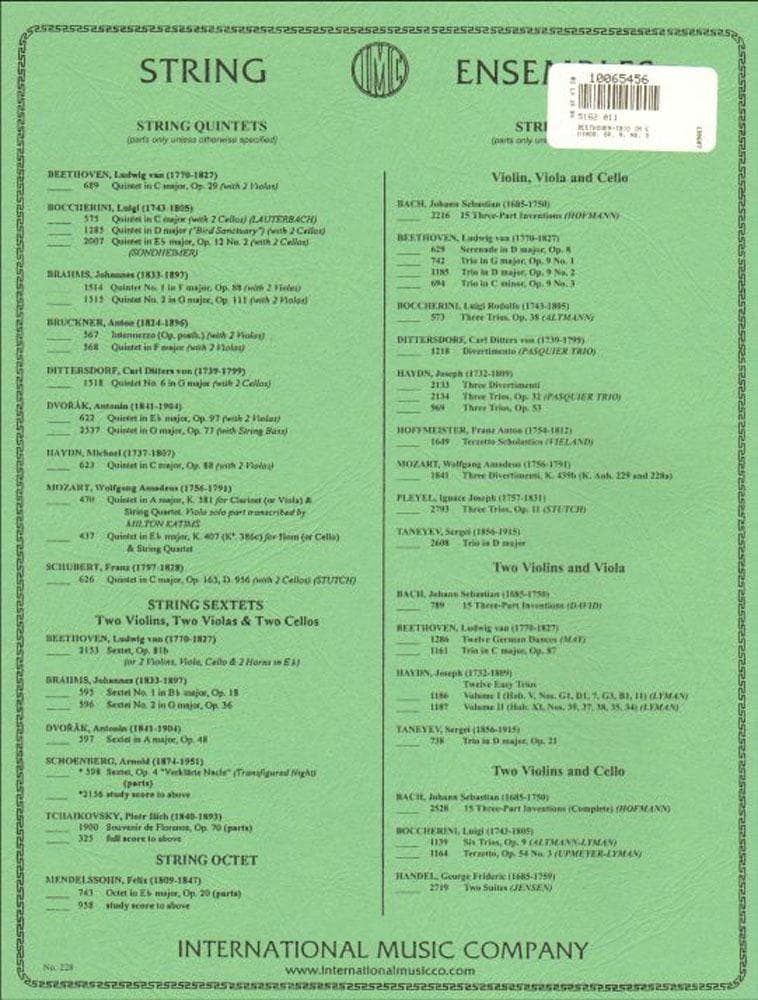 Beethoven, Ludwig - Trio In c minor Op 9 No 3 for Violin, Viola and Cello - International Edition - Image 3