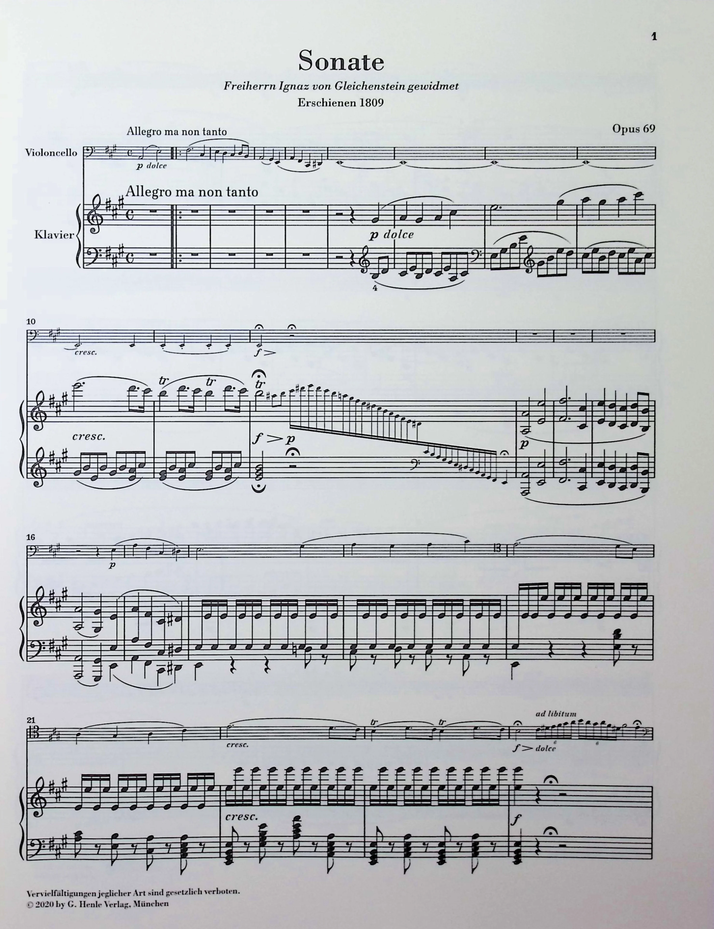 Beethoven, van Ludwig - Sonata in A major op. 69 for Piano and Violoncello - Edited by Dufner - G. Henle Verlag - Image 2