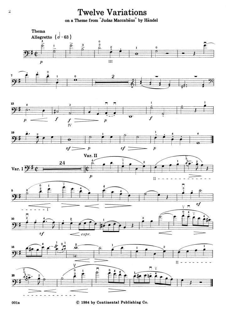 Beethoven, Ludwig - Variations Op 66 WoO 45 , 46 for Cello and Piano - Arranged by Casals and Foley - Continental Edition - Image 3