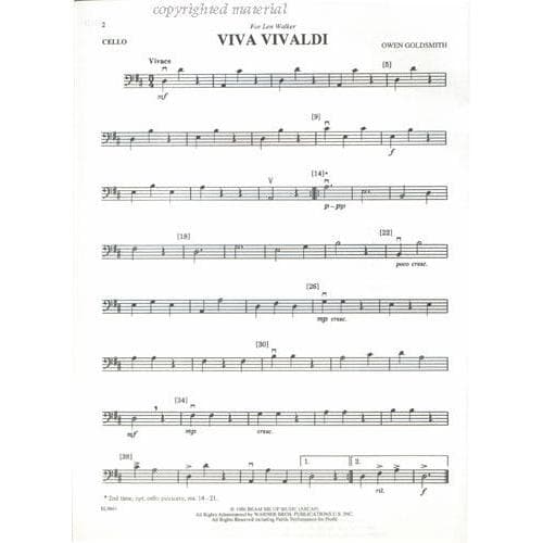 Belwin String Orchestra Folio - Volume 1 for Cello by Goldsmith/Del Borgo/Hoffer - Belwin/Mills Publication - Image 3