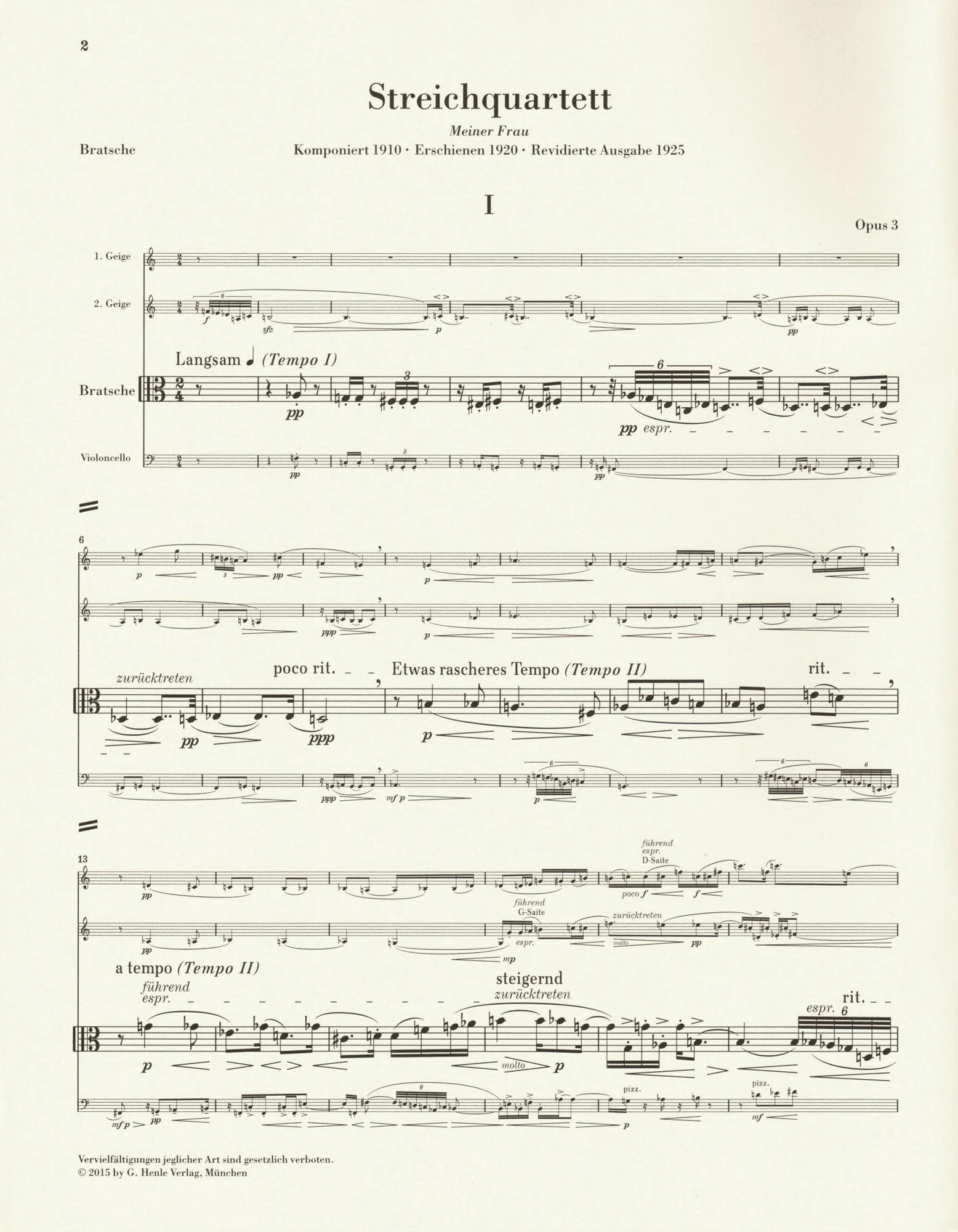 Berg, Alban - String Quartet, Op. 3 - with Parts in Score Form - edited by Ulrich Scheideler - G. Henle Verlag URTEXT - Image 4
