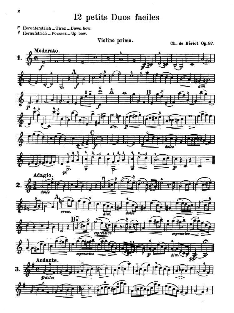 Beriot, Charles De - 12 Short Easy Duets Op 87 for Two Violins - Kalmus Publication - Image 2