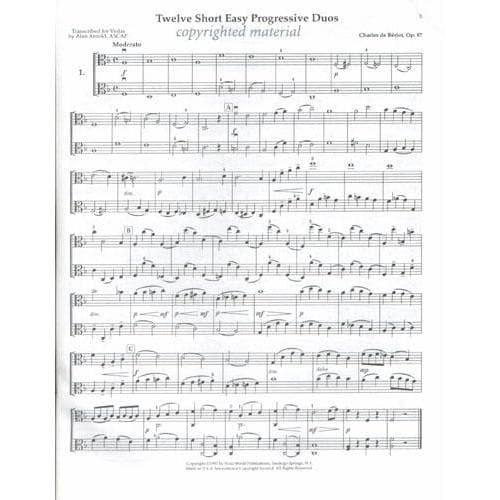 Beriot, Charles De - 12 Short Easy Progressive Duos Op 87 for Two Violas - Viola World Publication - Image 2