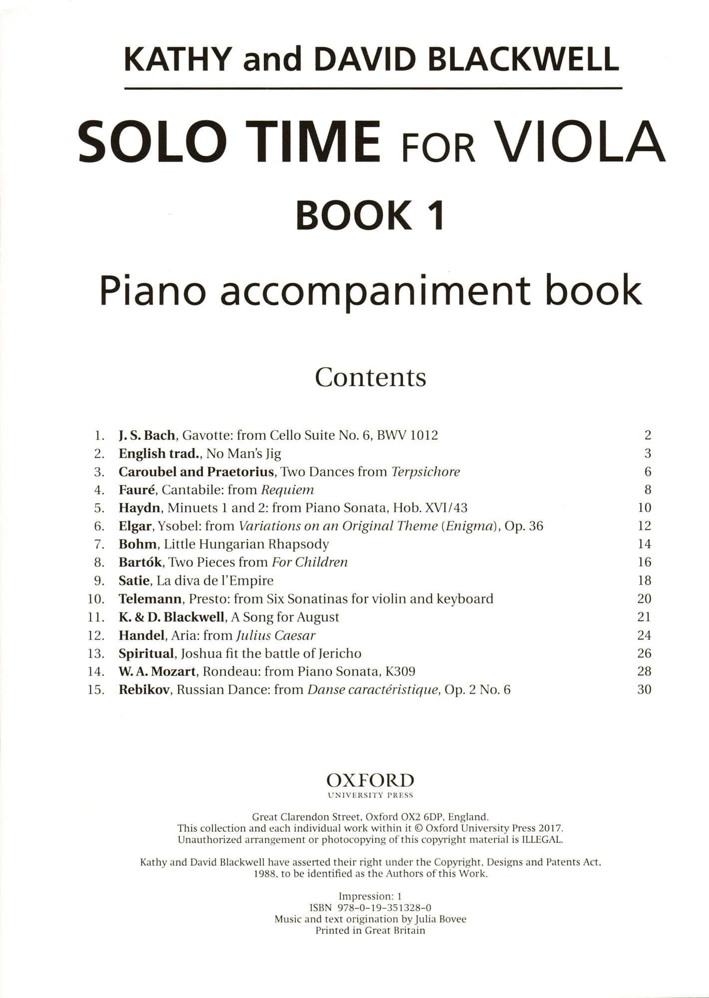 Solo Time for Viola - by Kathy and David Blackwell - Book 1 - for Viola and Piano - Oxford University Press - Image 4