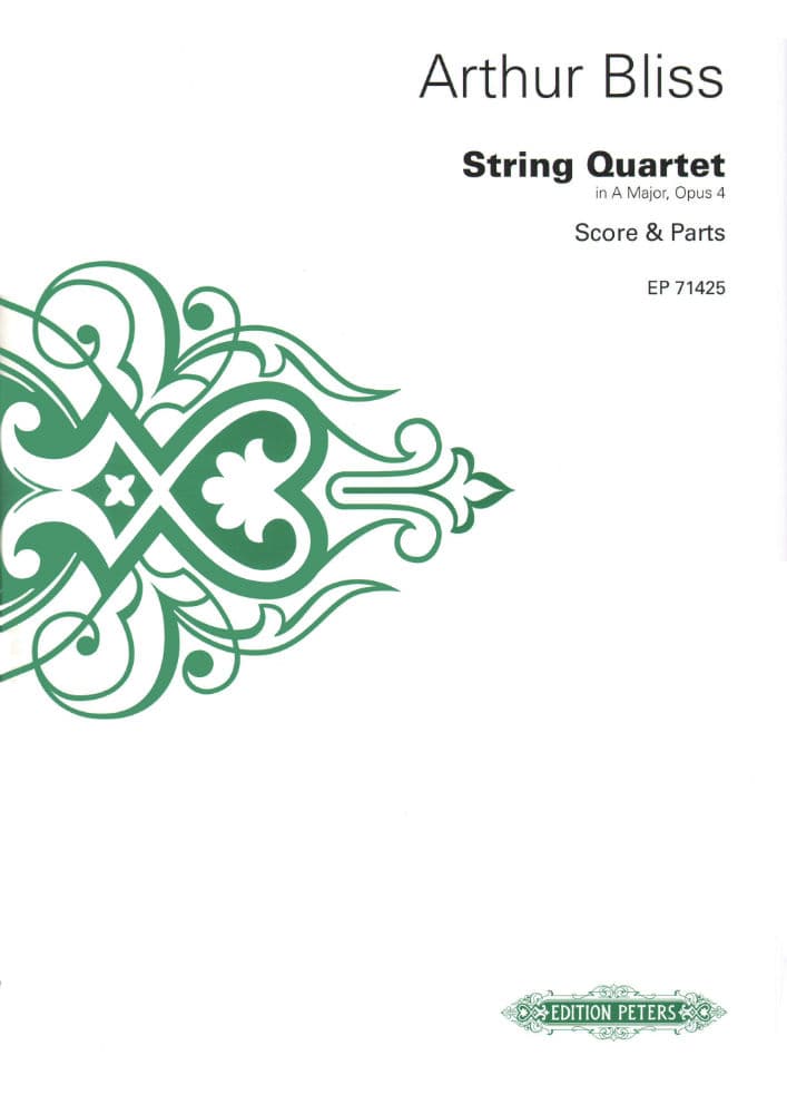 Bliss, Arthur String Quartet in A Major, Op 4 Two Violins, Viola, and Cello Score and Parts Edition Peters