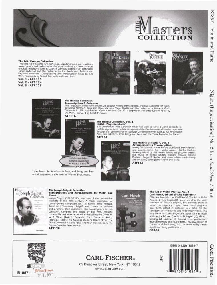 Bloch, Ernest - Nigun (Improvisation) No2 from "Baal Shem" (Three Pictures of Chassidic Life) for Violin and Piano - Fischer Edition - Image 3