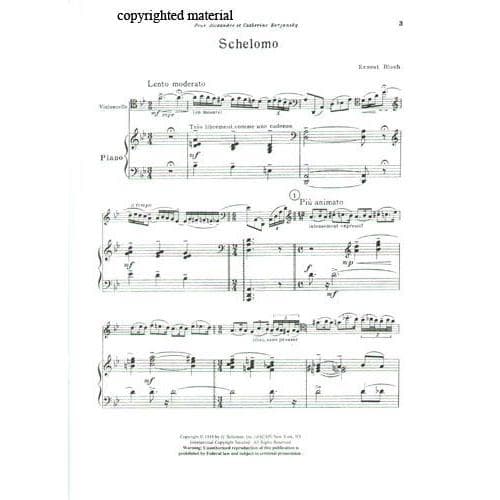 Bloch, Ernest - Schelomo (Rhapsodie Hebraique) for Cello and Piano - Schirmer Edition - Image 2