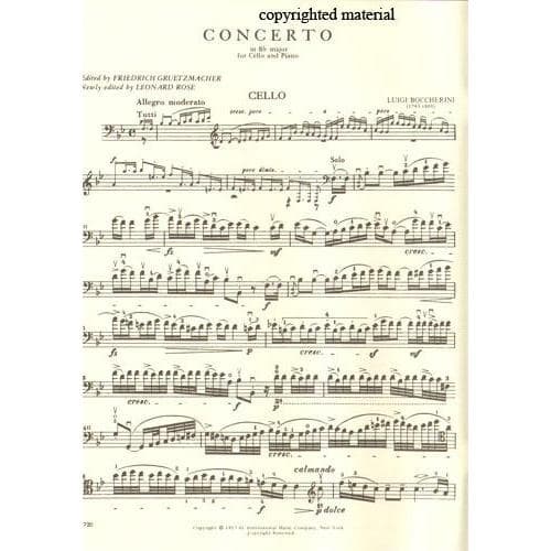 Boccherini, Luigi - Concerto in B-flat Major G 482 for Cello and Piano - Arranged by Greutzmacher-Rose - International Edition - Image 2