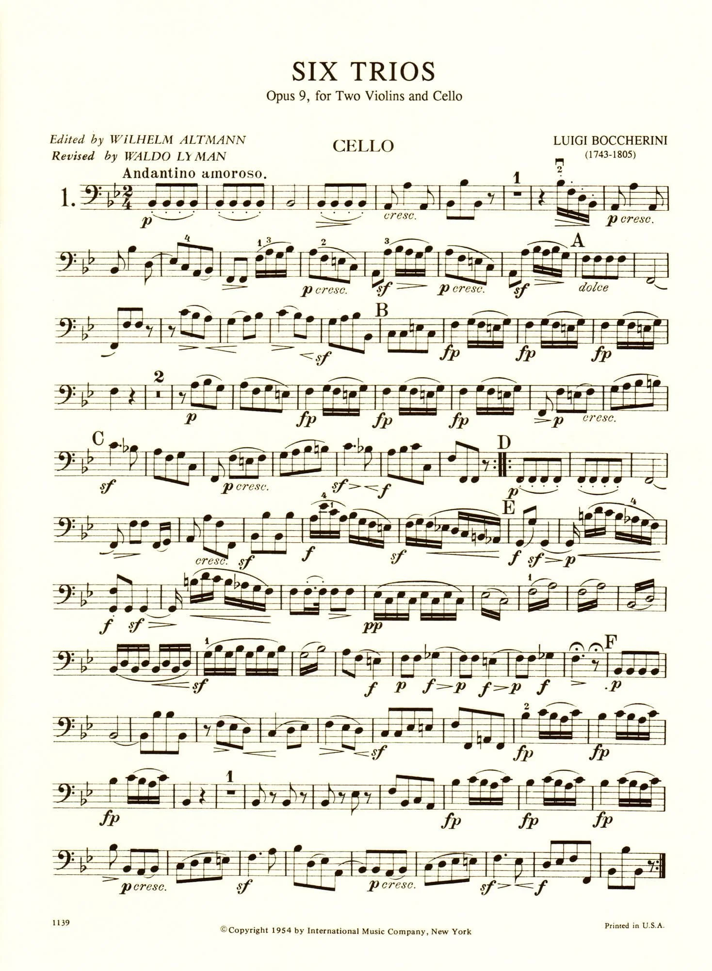 Boccherini, Luigi - 6 Trios Op 9 G 89-94 for Two Violins and Cello - Arranged by Altmann-Lyman - International Edition - Image 4