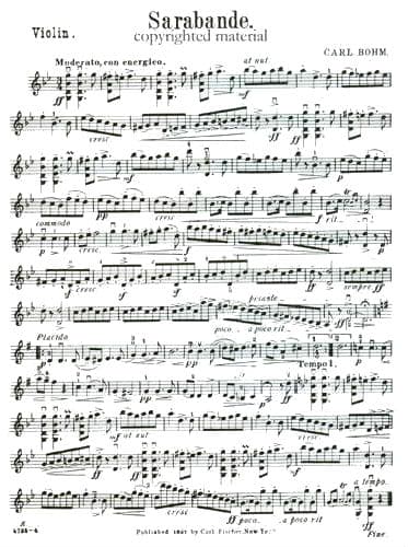 Bohm, Carl - Sarabande in g minor for Violin and Piano - Fischer Edition - Image 2