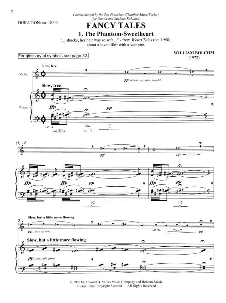 Bolcom, William - Fancy Tales - for Violin and Piano - Hal Leonard - Image 3