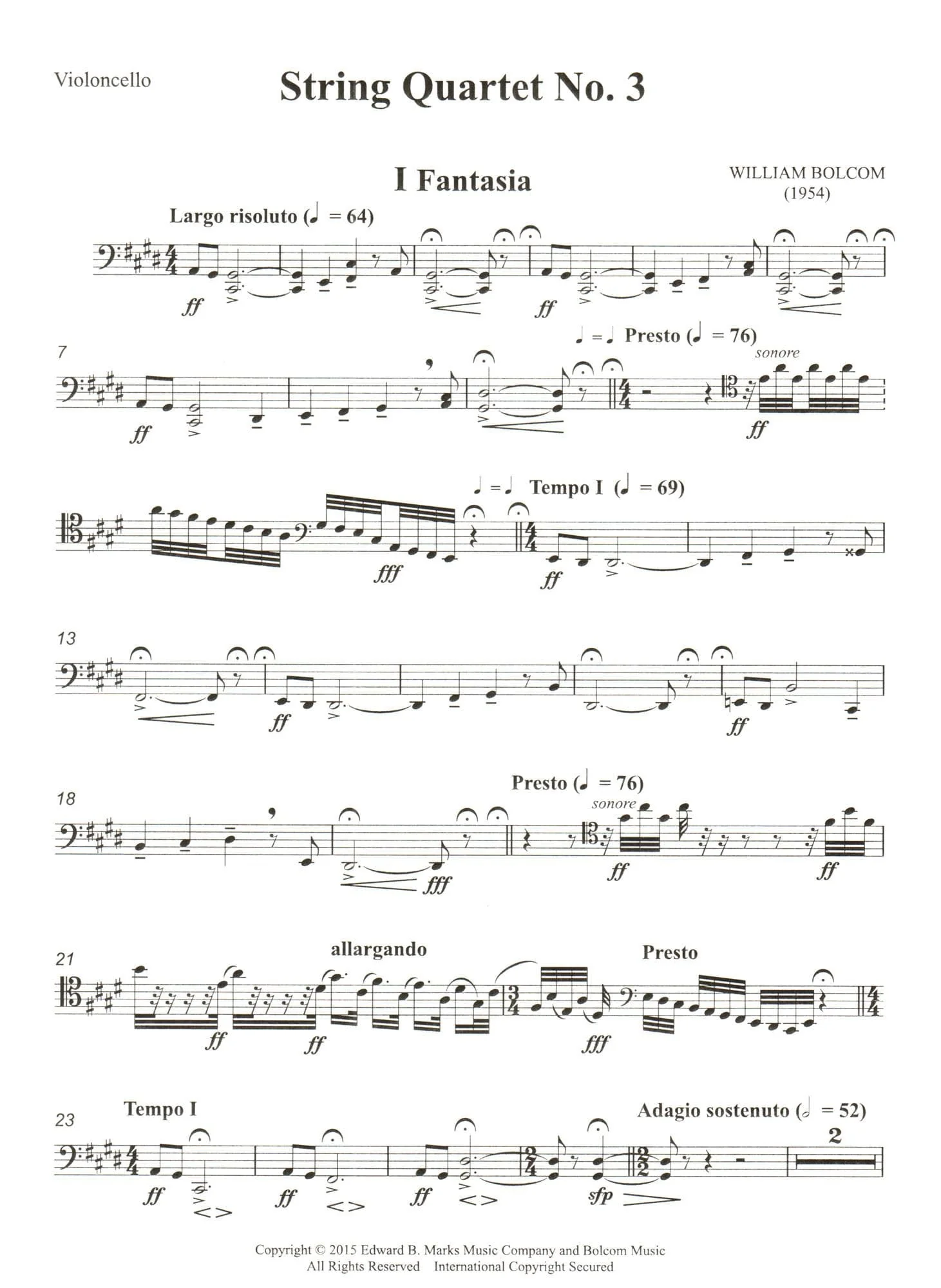 Bolcom, William - String Quartet No. 3 - Score and Parts - Edward B. Marks Music Company - Image 6