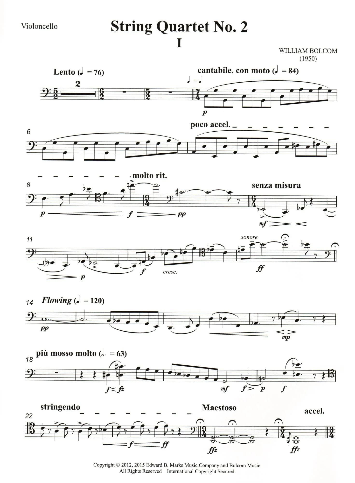 Bolcom, William - String Quartet No. 2 - Score and Parts - Edward B. Marks Music Company - Image 6