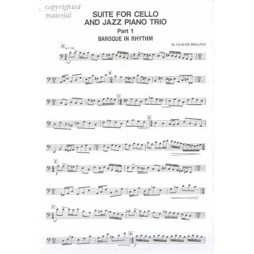 Bolling, Claude - Suite For Cello and Jazz Trio Parts for Piano, Cello, Double Bass and Drums - Image 3