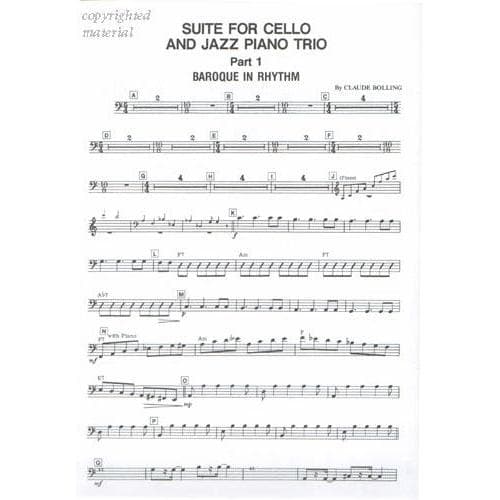Bolling, Claude - Suite For Cello and Jazz Trio Parts for Piano, Cello, Double Bass and Drums - Image 4
