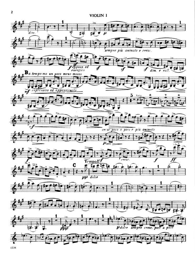 Borodin, Alexander - Quartet No 1 in A Major (1874-79) for Two Violins, Viola and Cello - International Edition - Image 3