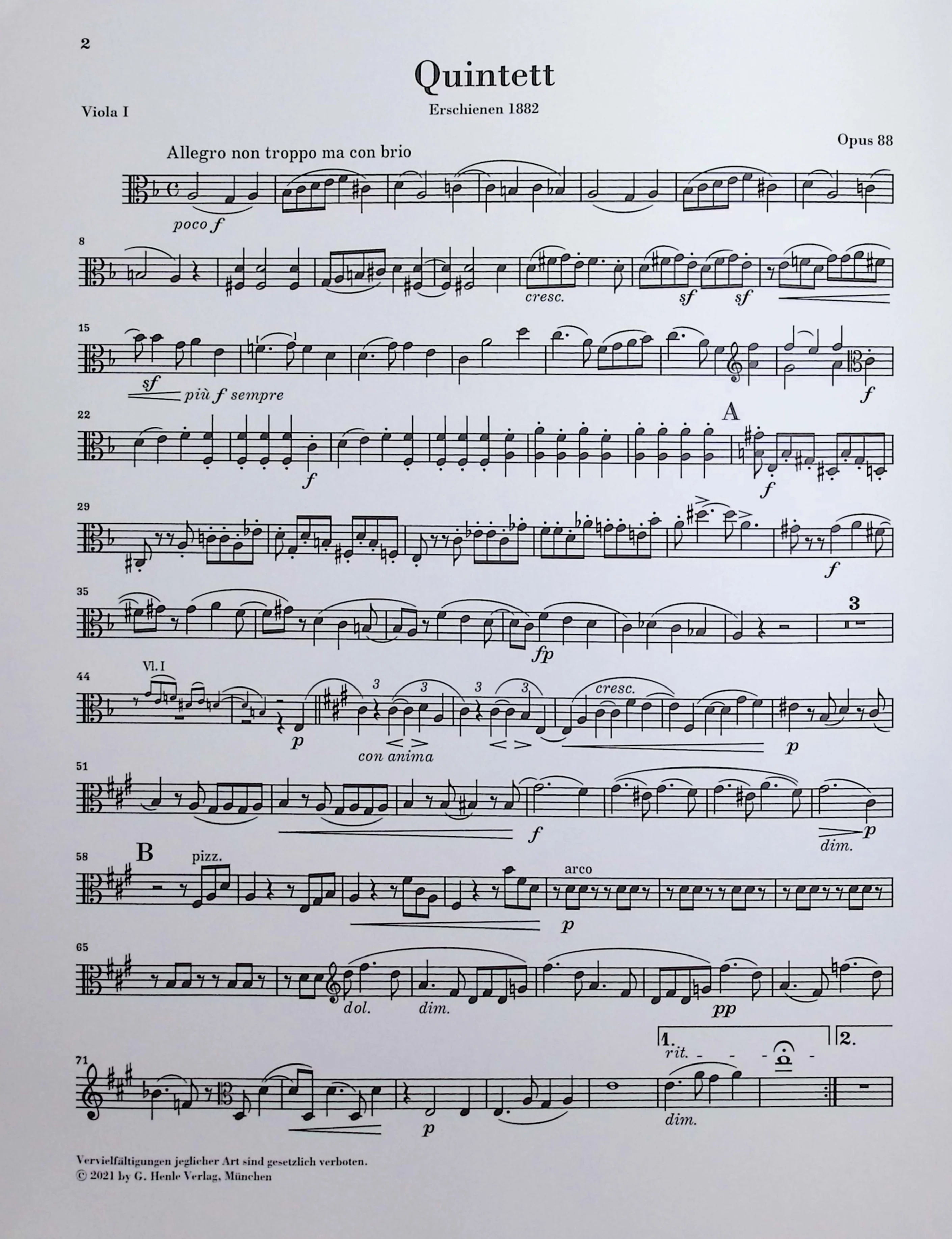 Brahms, Johannes - String Quintet no. 1 - Edited by Kirsch - G. Henle Verlag - Image 4