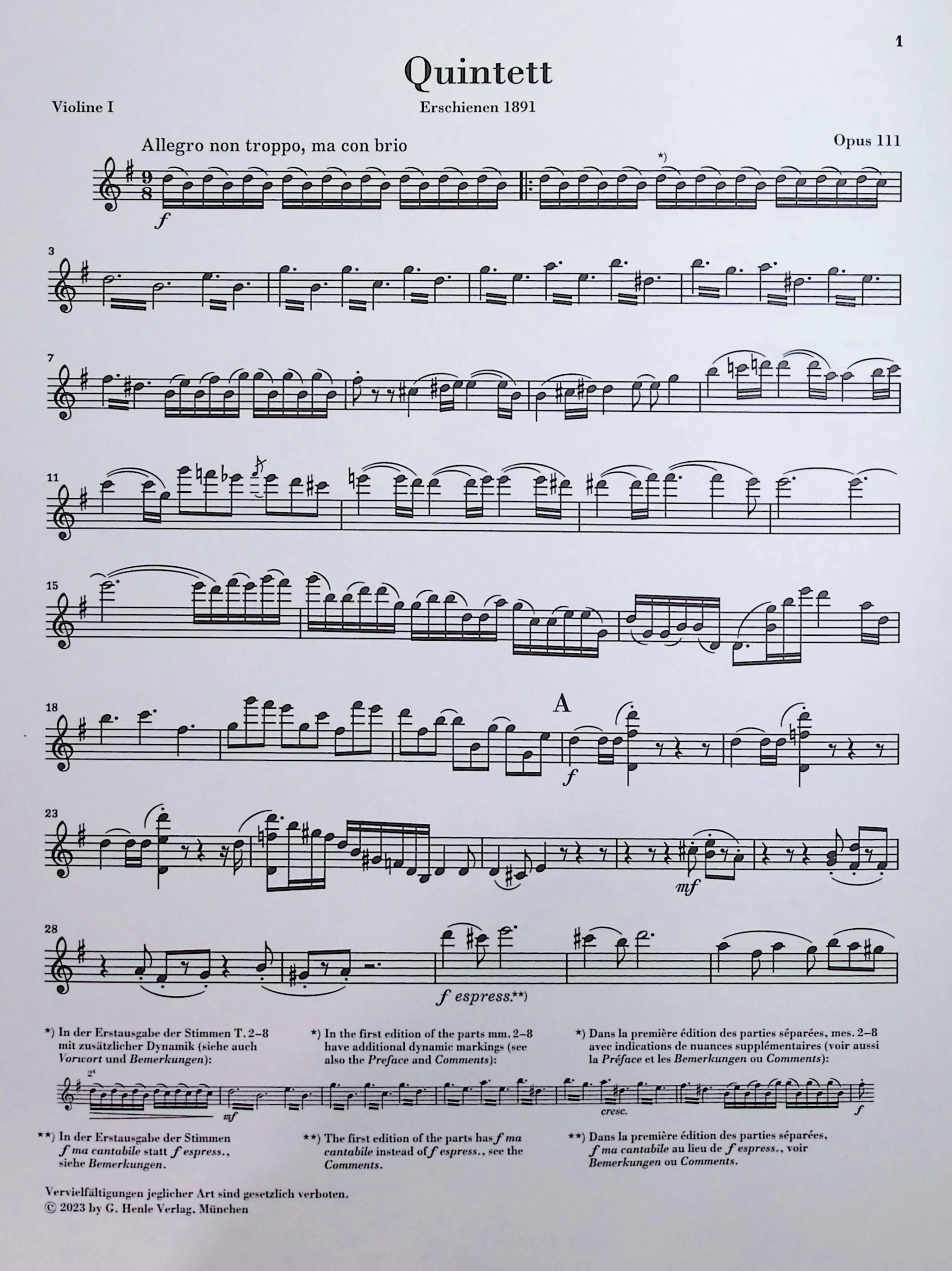Brahms, Johannes - String Quintet no. 2 - Edited by Kirsch - G. Henle Verlag - Image 2