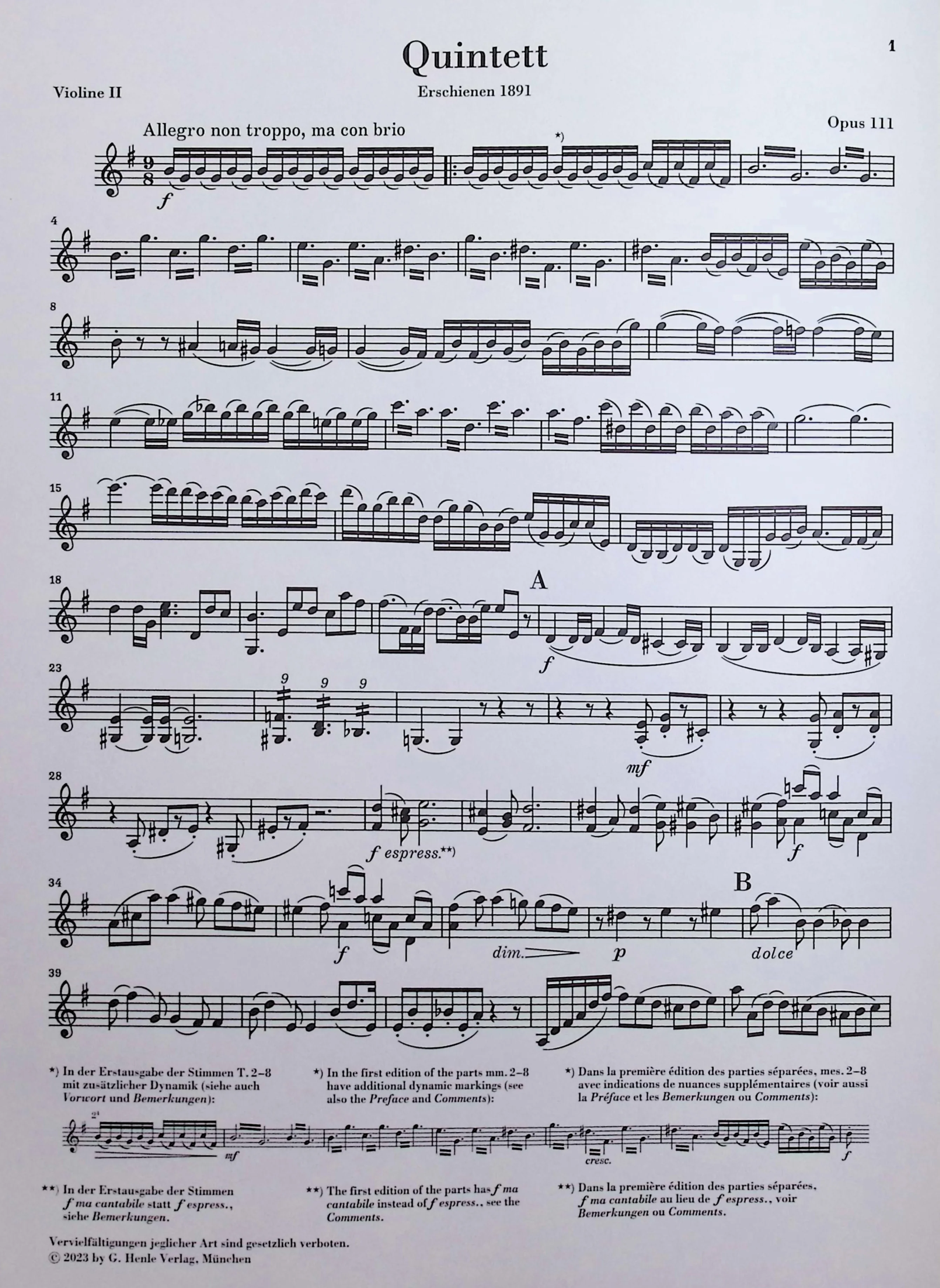 Brahms, Johannes - String Quintet no. 2 - Edited by Kirsch - G. Henle Verlag - Image 3
