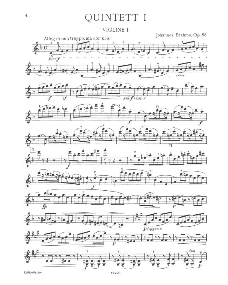 Brahms, Johannes - Quintet No 1 In F Major Op 88 for Two Violins, Two Violas and Cello - Arranged by the Gewandhaus Quartet - Peters Edition - Image 3