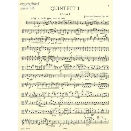 Brahms, Johannes - Quintet No 1 In F Major Op 88 for Two Violins, Two Violas and Cello - Arranged by the Gewandhaus Quartet - Peters Edition - Image 4