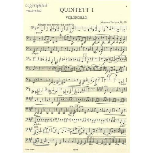 Brahms, Johannes - Quintet No 1 In F Major Op 88 for Two Violins, Two Violas and Cello - Arranged by the Gewandhaus Quartet - Peters Edition - Image 5