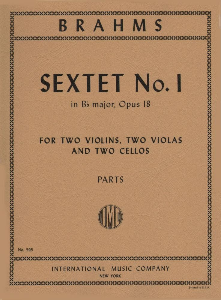 Brahms, Johannes - Sextet No 1 in B-Flat Major, Op 18 - Two Violins, Two Violas and Two Cellos - Set of Parts - International Music Company