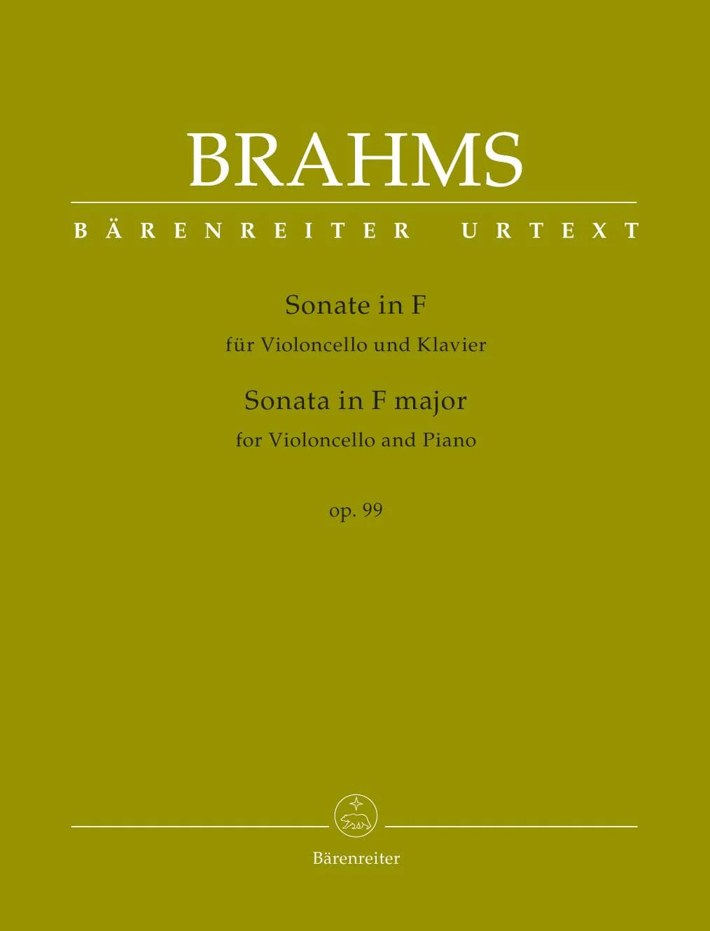 Brahms, Johannes - Sonata in F Major, Op 99 - for Cello and Piano - edited by Clive Brown, Kate Bennett Wadsworth, and Neal Peres Da Costa - Barenreiter URTEXT