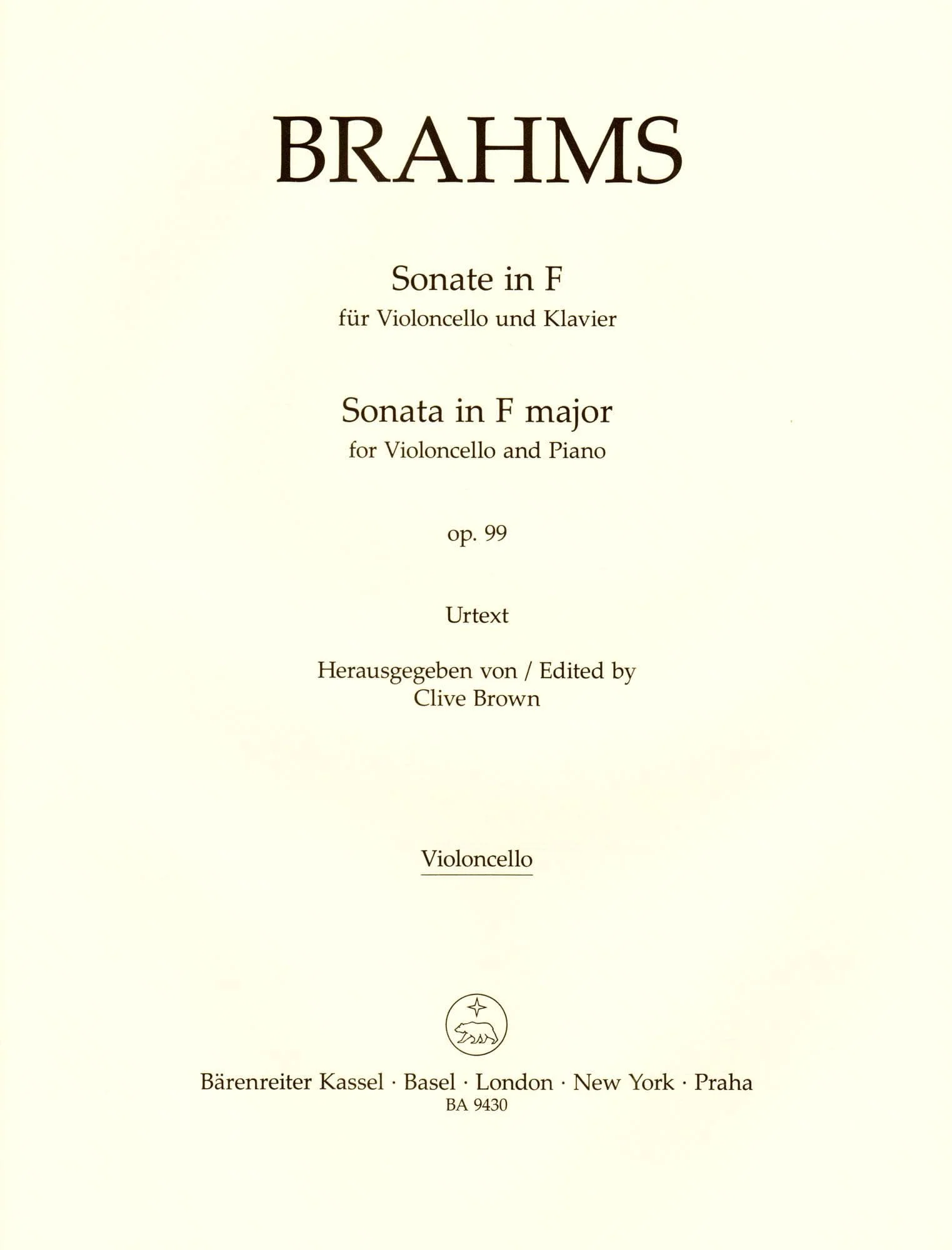 Brahms, Johannes - Sonata in F Major, Op 99 - for Cello and Piano - edited by Clive Brown, Kate Bennett Wadsworth, and Neal Peres Da Costa - Barenreiter URTEXT - Image 5