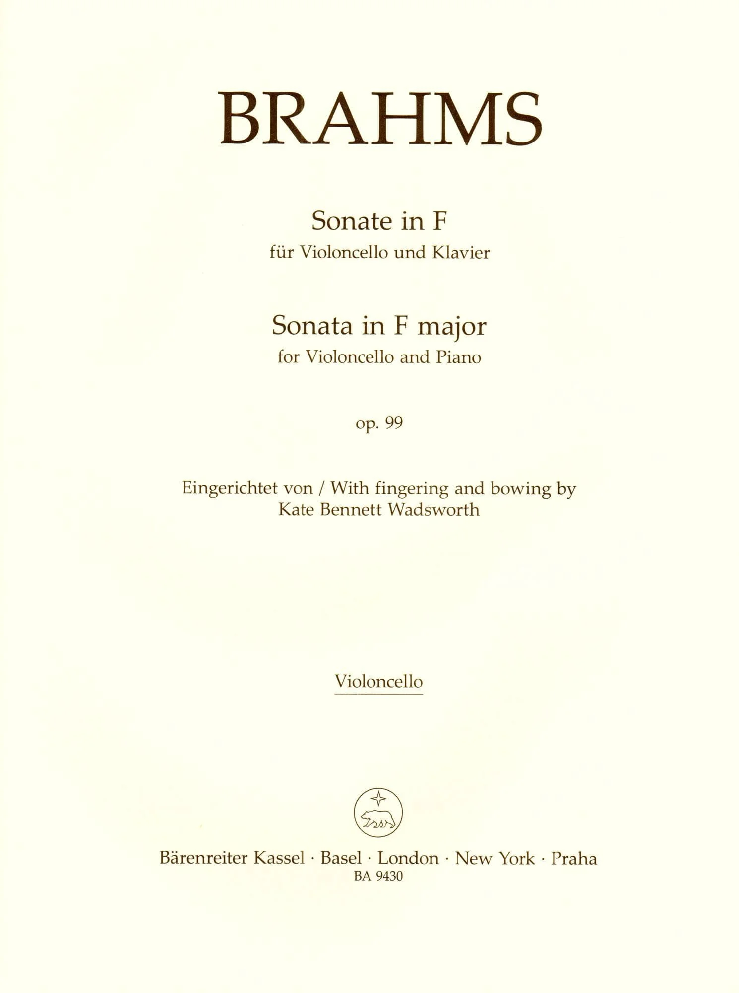 Brahms, Johannes - Sonata in F Major, Op 99 - for Cello and Piano - edited by Clive Brown, Kate Bennett Wadsworth, and Neal Peres Da Costa - Barenreiter URTEXT - Image 7
