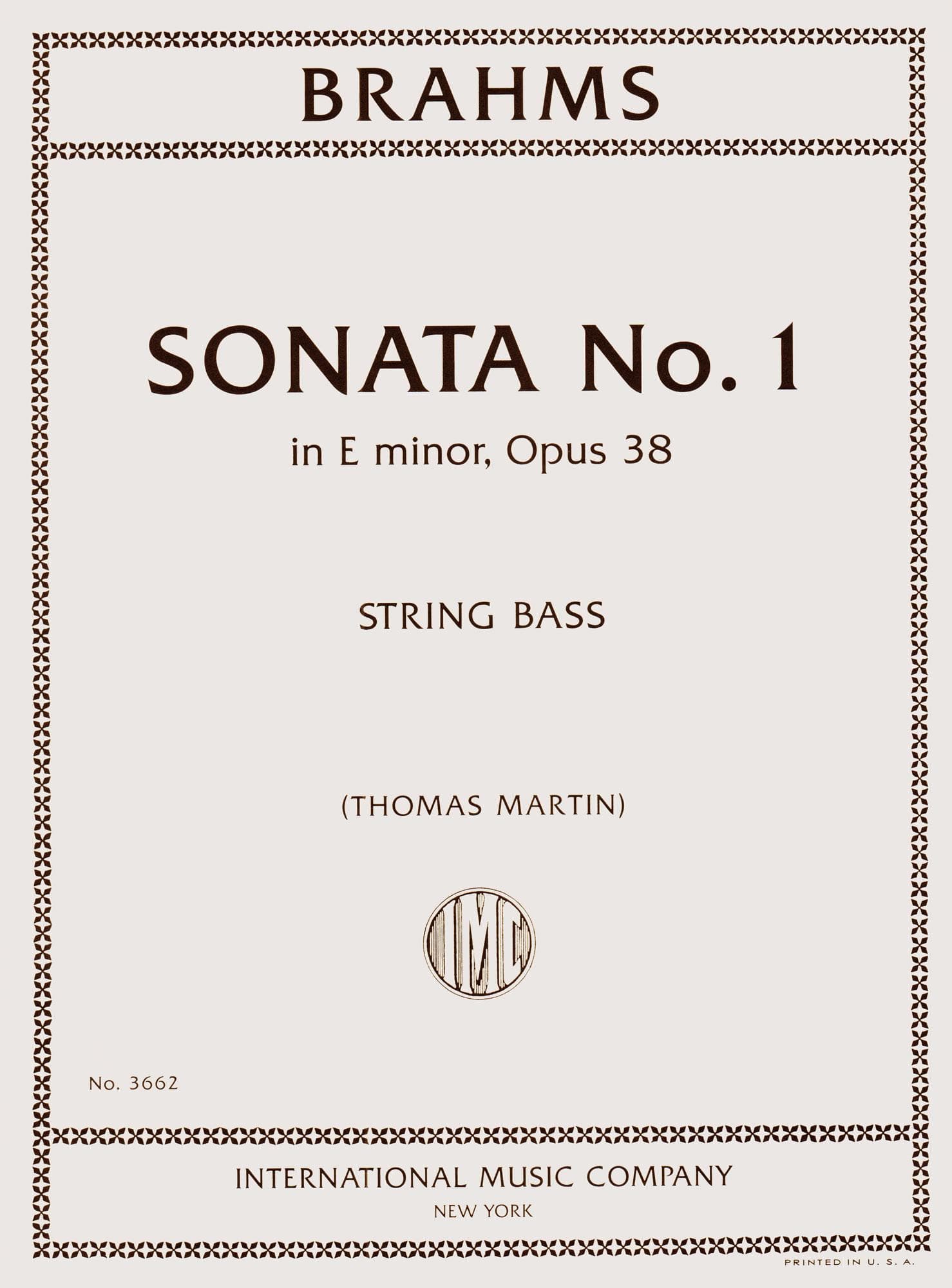 Brahms, Johannes - Sonata No. 1 in E minor, Opus 38 - for Bass and Piano - edited by Thomas Martin - International - Image 4